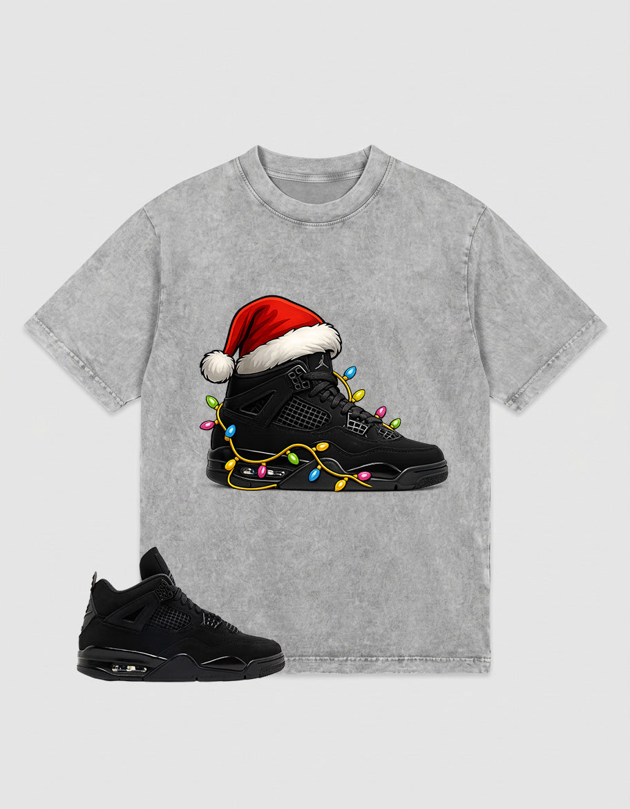 Black Cat 4s Zadago Washed T-shirt Kickmas Graphic