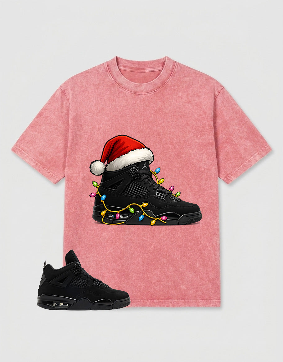 Black Cat 4s Zadago Washed T-shirt Kickmas Graphic