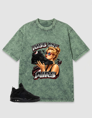 Black Cat 4s Zadago Washed T-shirt Kiss My Airs Graphic