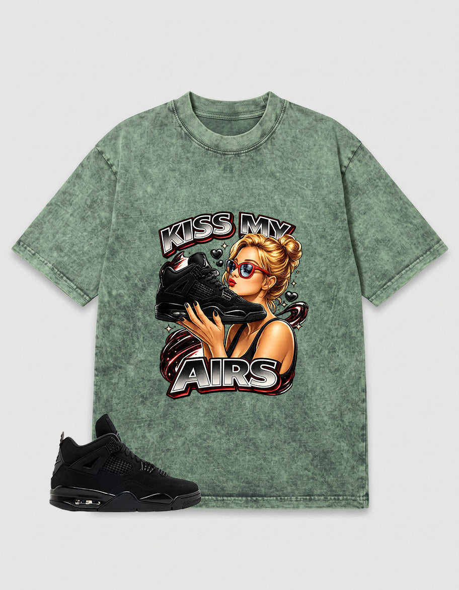 Black Cat 4s Zadago Washed T-shirt Kiss My Airs Graphic