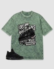 Washed T-shirt to Match Black Cat 4s - Kream Kicks Shirt
