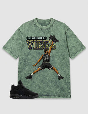 Black Cat 4s Zadago Washed T-shirt Sneakerhead Vibes Graphic