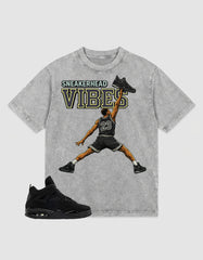 Black Cat 4s Zadago Washed T-shirt Sneakerhead Vibes Graphic