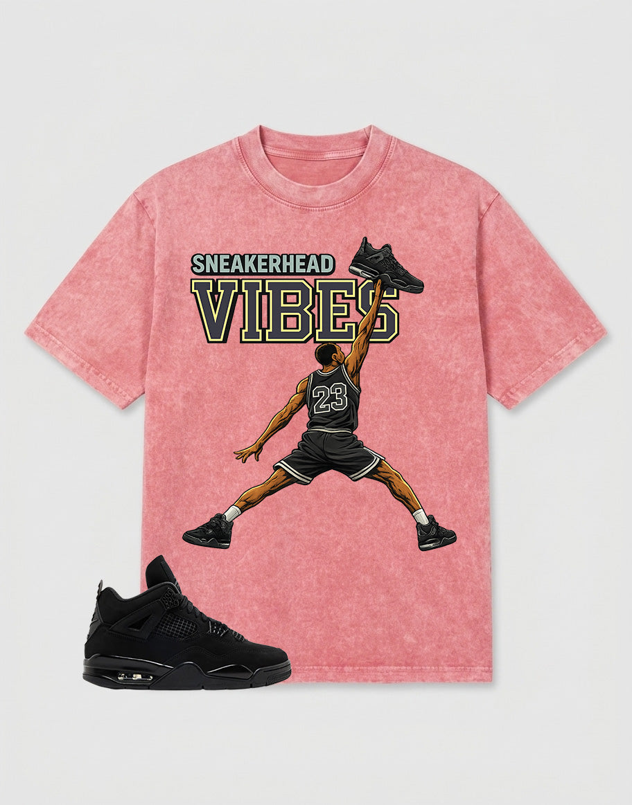 Black Cat 4s Zadago Washed T-shirt Sneakerhead Vibes Graphic