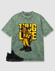 Black Cat 4s Zadago Washed T-shirt Thug Life Graphic