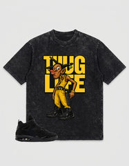 Black Cat 4s Zadago Washed T-shirt Thug Life Graphic