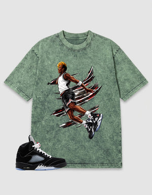Washed T-shirt to Match Metallic Reimagined 5s - Air Baller Graphic
