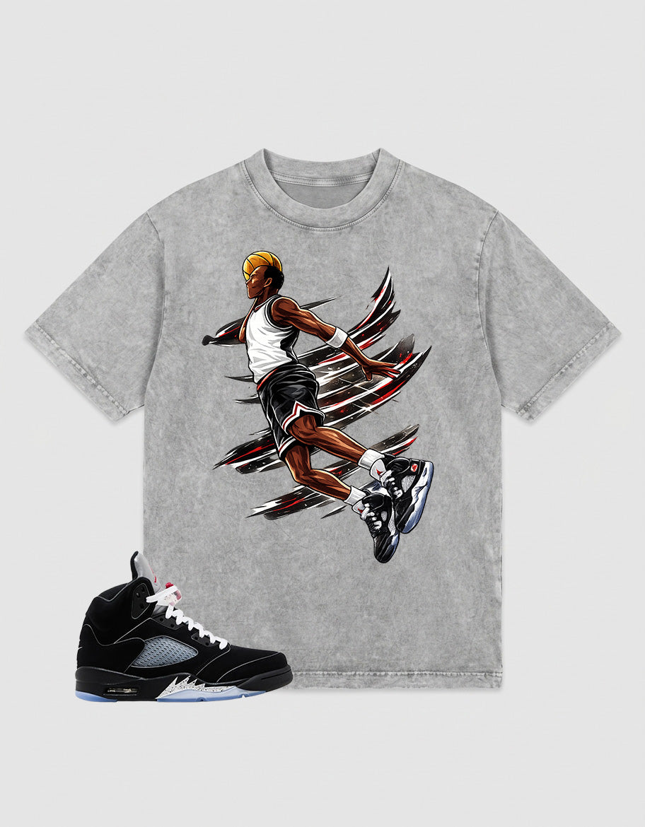 Washed T-shirt to Match Metallic Reimagined 5s - Air Baller Graphic