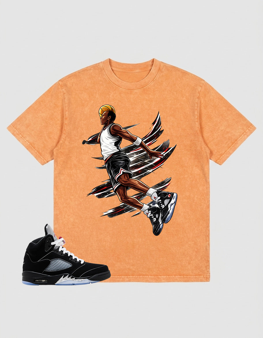 Washed T-shirt to Match Metallic Reimagined 5s - Air Baller Graphic
