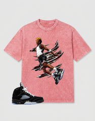 Washed T-shirt to Match Metallic Reimagined 5s - Air Baller Graphic