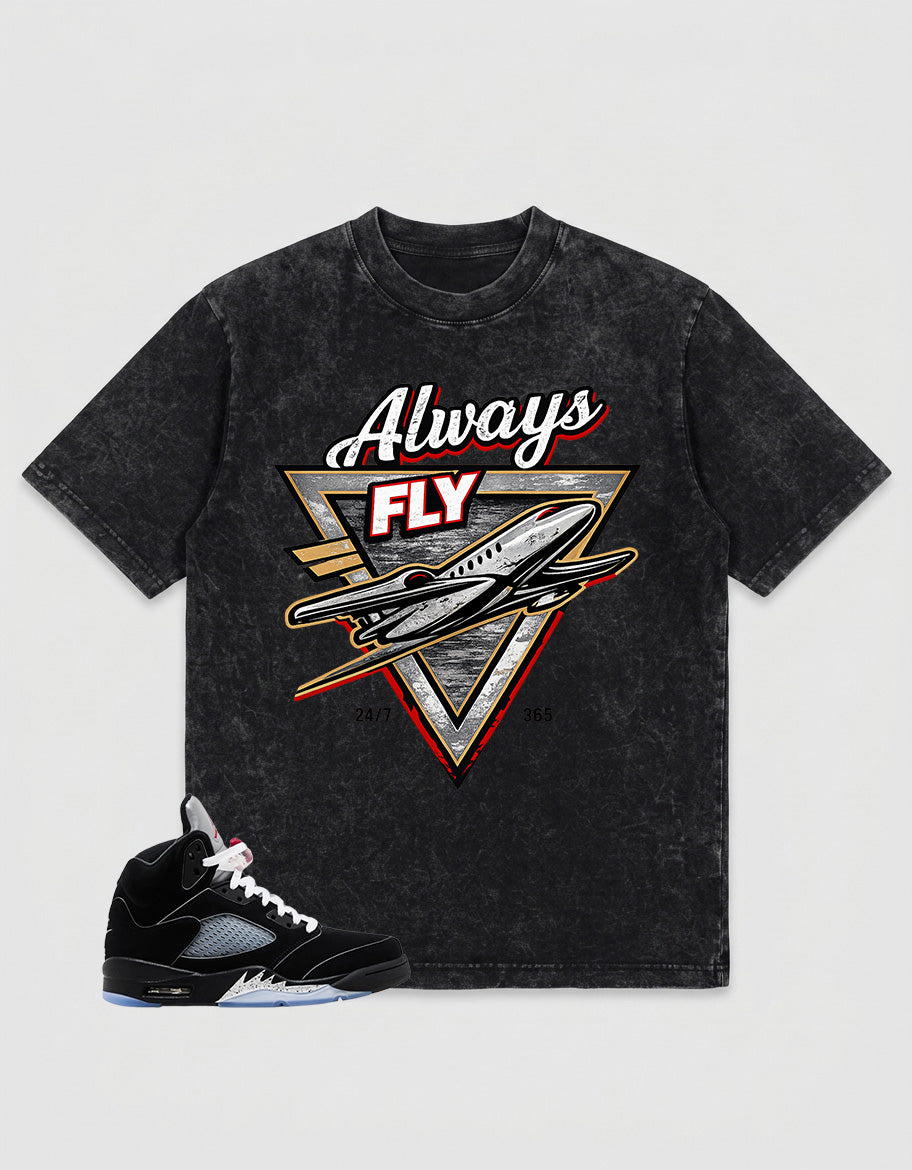 Washed T-shirt to Match Metallic Reimagined 5s - Always Fly Graphic
