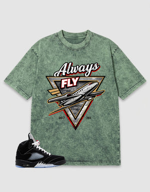 Washed T-shirt to Match Metallic Reimagined 5s - Always Fly Graphic