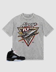 Washed T-shirt to Match Metallic Reimagined 5s - Always Fly Graphic