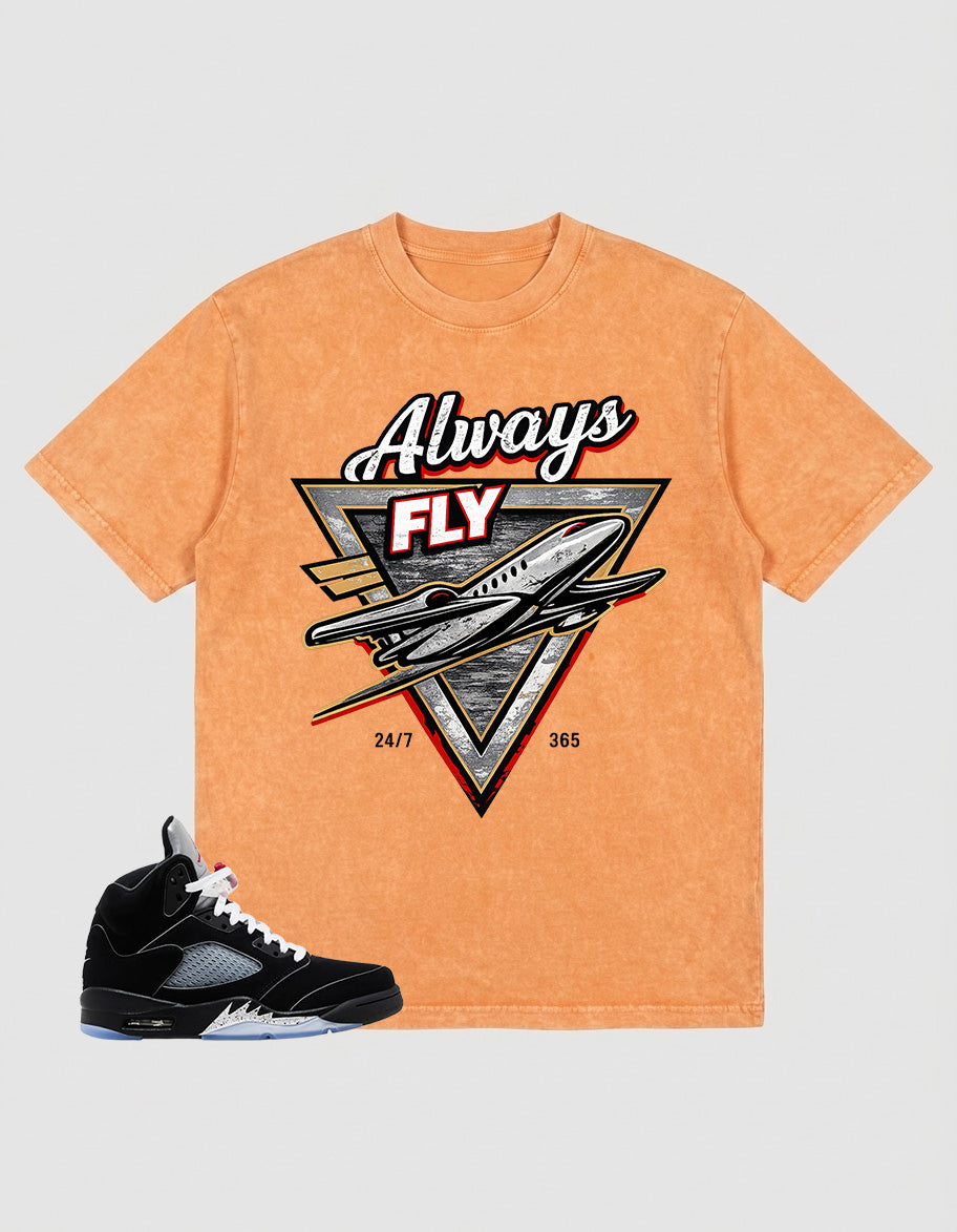 Washed T-shirt to Match Metallic Reimagined 5s - Always Fly Graphic