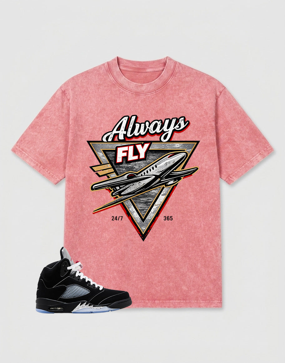 Washed T-shirt to Match Metallic Reimagined 5s - Always Fly Graphic
