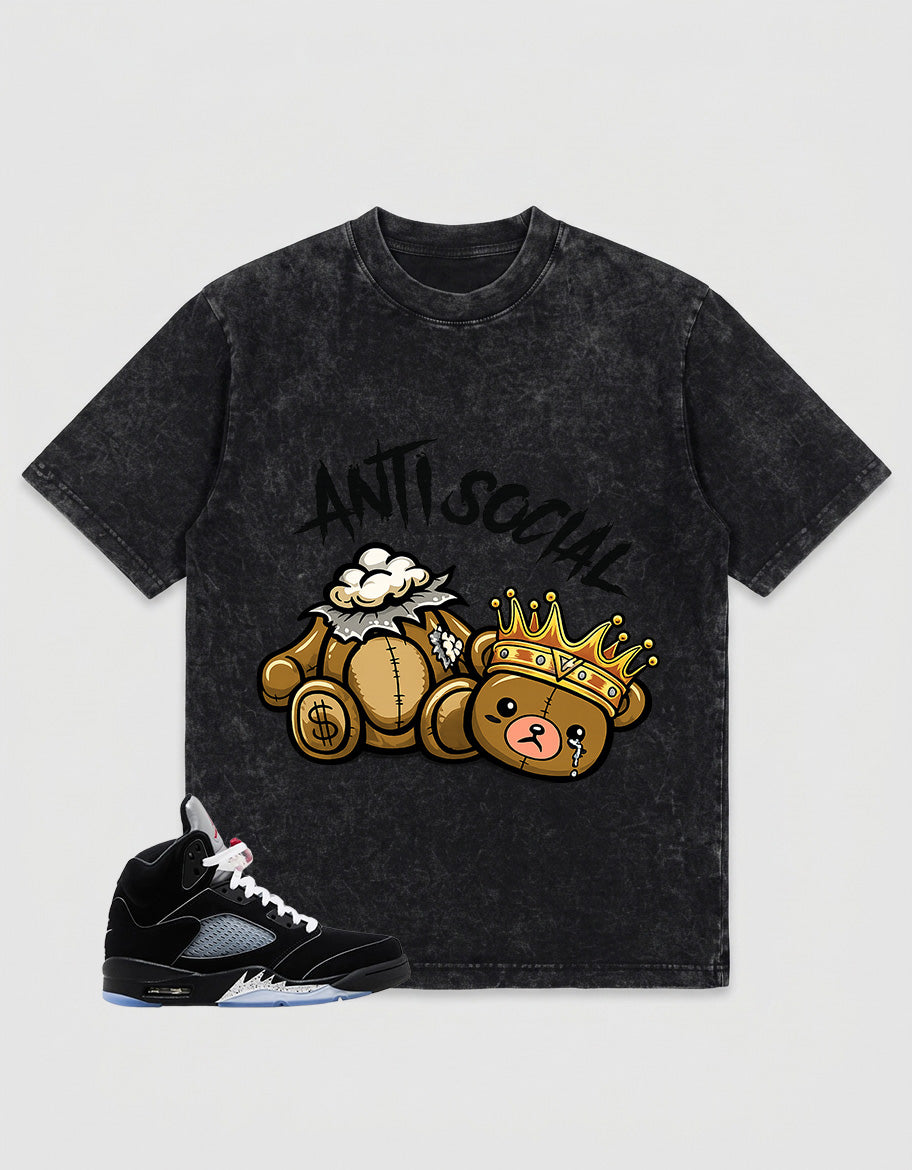 Washed T-shirt to Match Metallic Reimagined 5s - Anti Social Graphic