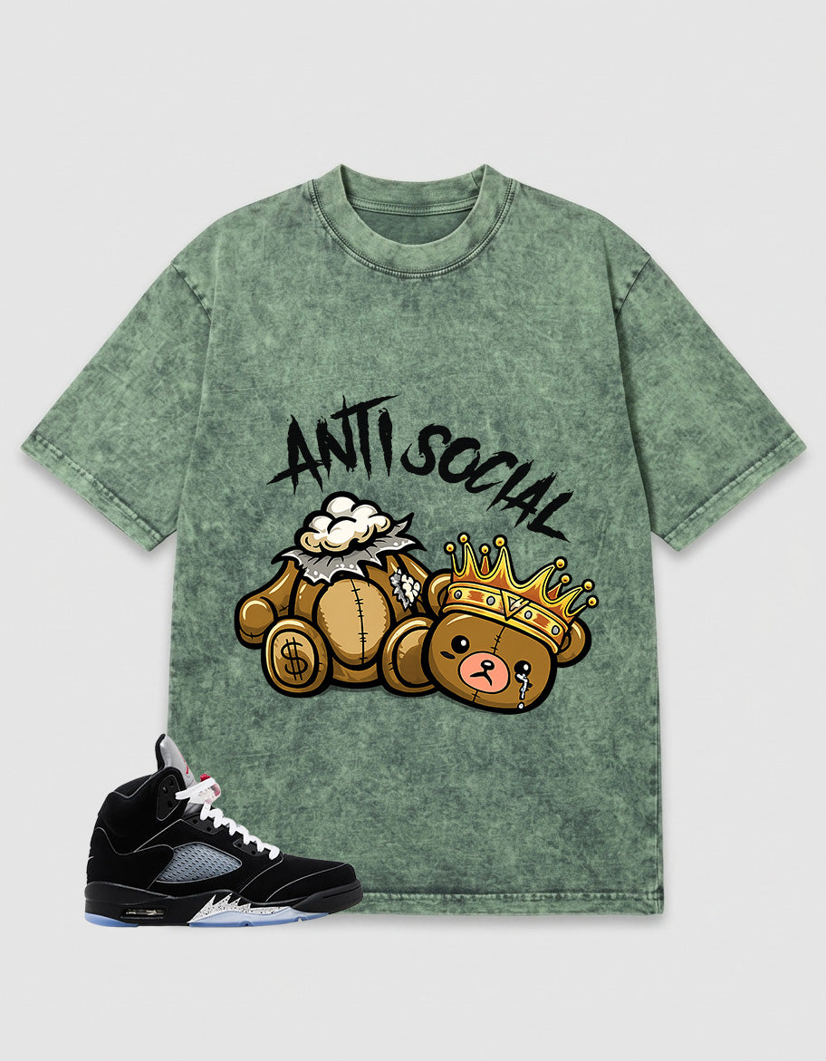 Washed T-shirt to Match Metallic Reimagined 5s - Anti Social Graphic