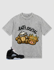 Washed T-shirt to Match Metallic Reimagined 5s - Anti Social Graphic
