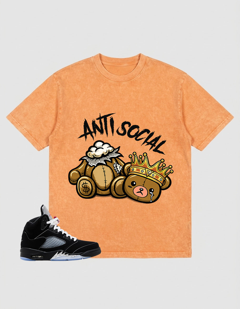 Washed T-shirt to Match Metallic Reimagined 5s - Anti Social Graphic