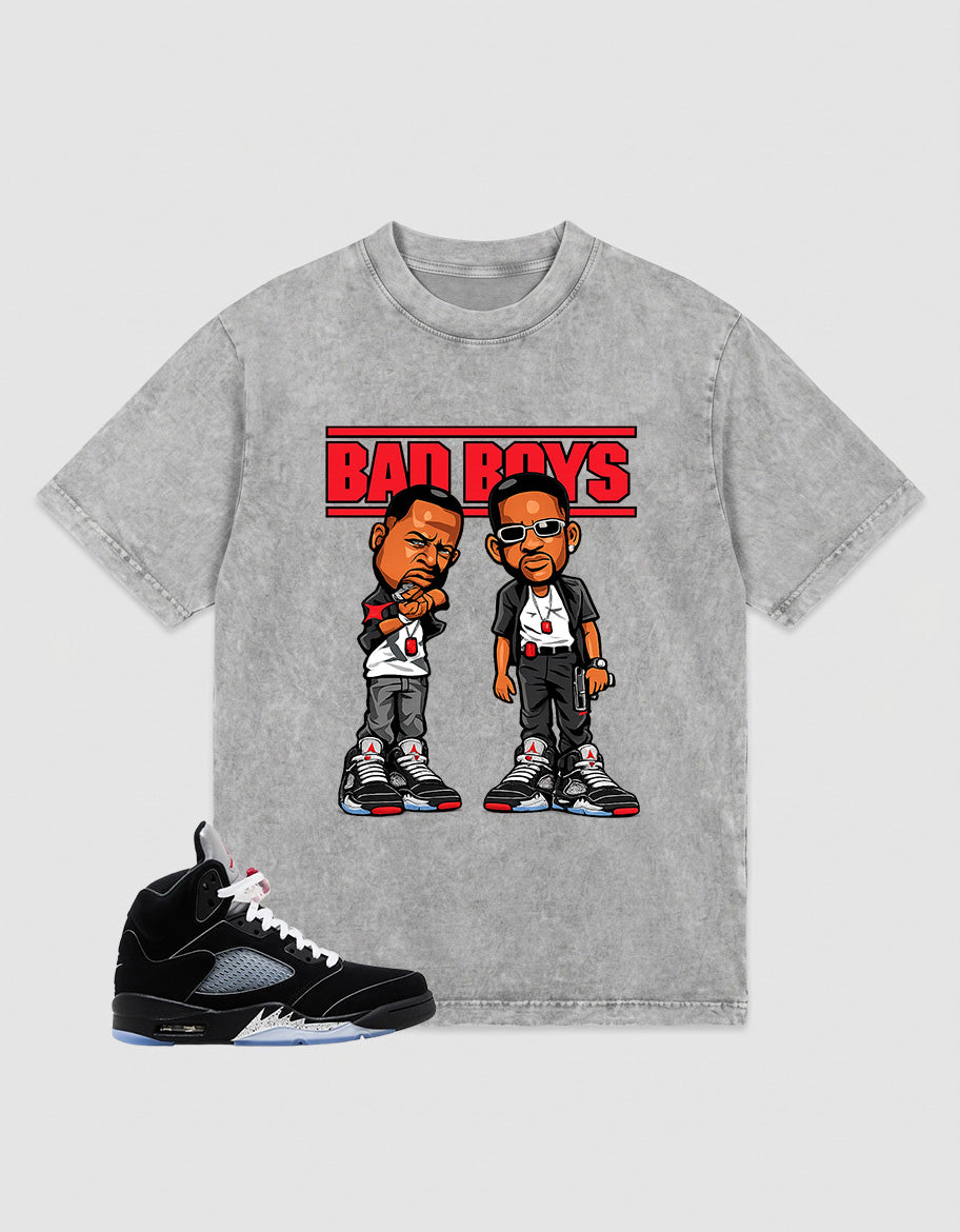 Washed Tee to Match Metallic Reimagined 5s - Bad Boys Graphic