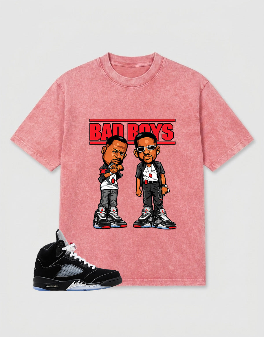 Washed Tee to Match Metallic Reimagined 5s - Bad Boys Graphic
