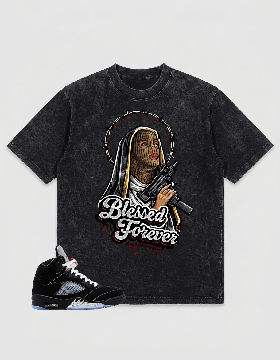 Washed T-shirt to Match Metallic Reimagined 5s - Blessed Forever Graphic