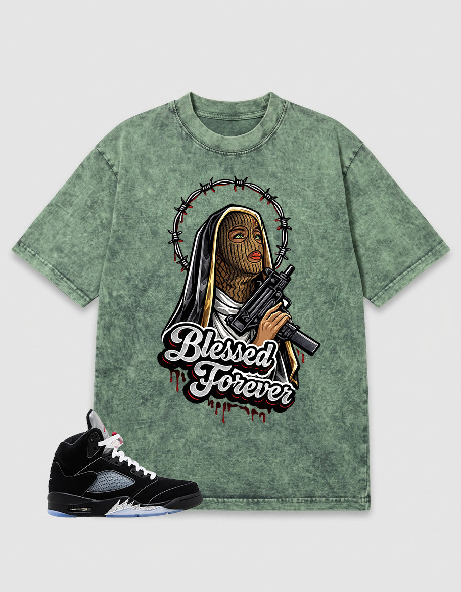 Washed T-shirt to Match Metallic Reimagined 5s - Blessed Forever Graphic