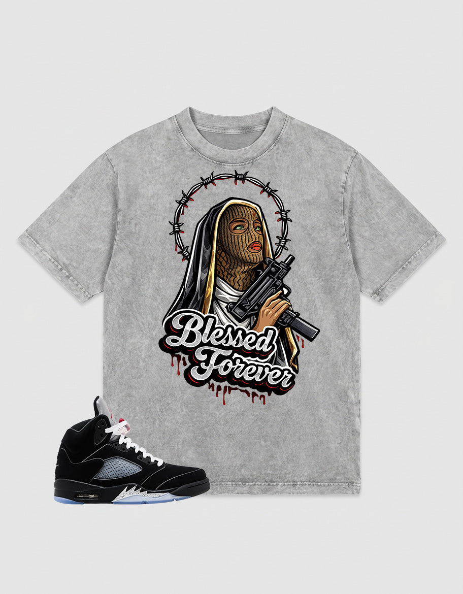 Washed T-shirt to Match Metallic Reimagined 5s - Blessed Forever Graphic
