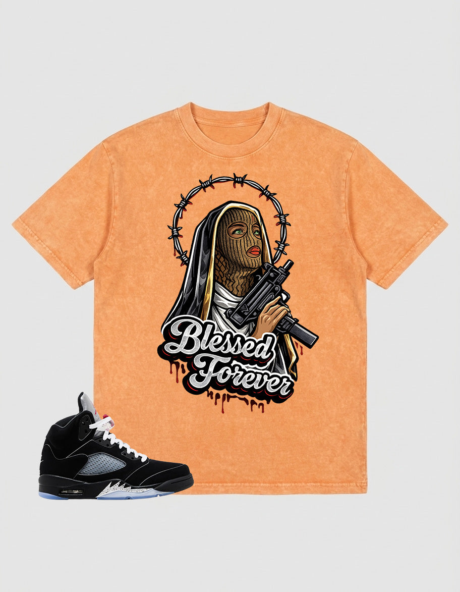 Washed T-shirt to Match Metallic Reimagined 5s - Blessed Forever Graphic