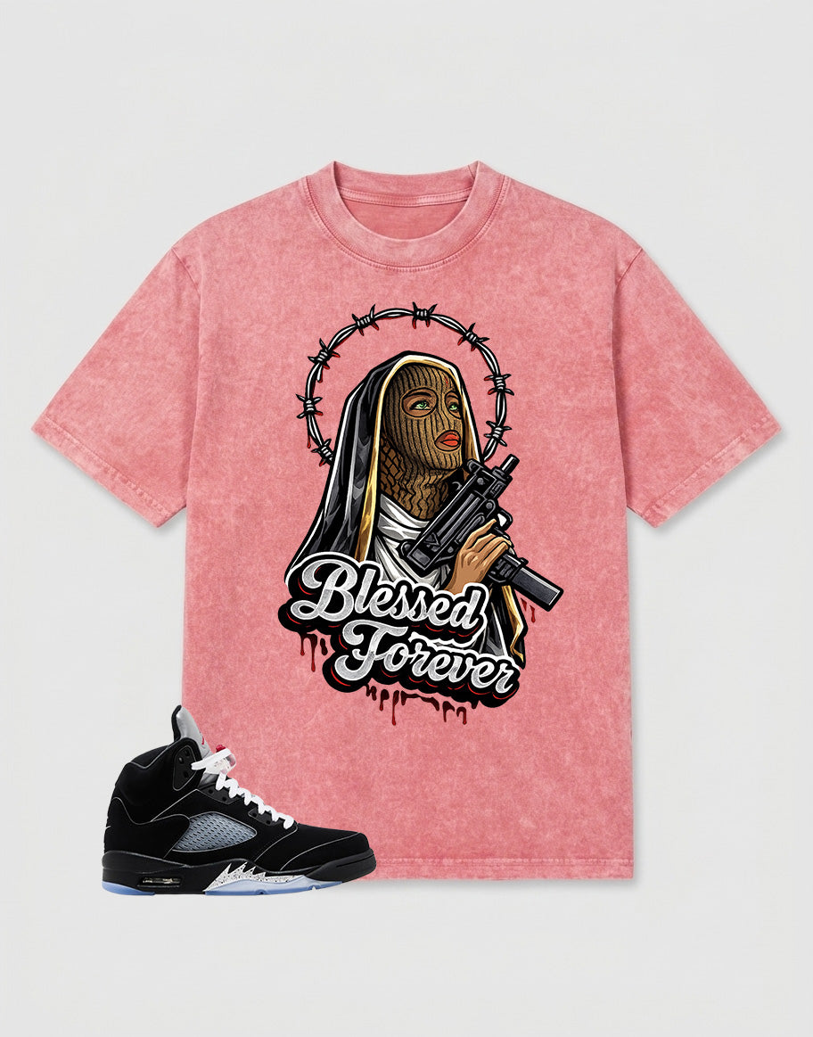 Washed T-shirt to Match Metallic Reimagined 5s - Blessed Forever Graphic