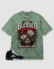 Washed T-shirt to Match Metallic Reimagined 5s - Blessed Numbers Graphic