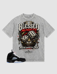 Washed T-shirt to Match Metallic Reimagined 5s - Blessed Numbers Graphic