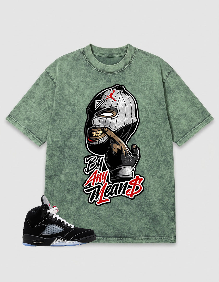 Washed T-shirt to Match Metallic Reimagined 5s - By Any Means Graphic