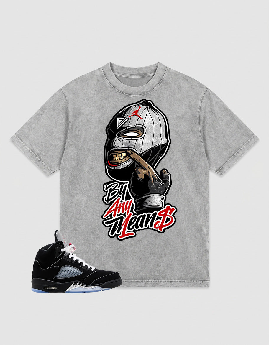 Washed T-shirt to Match Metallic Reimagined 5s - By Any Means Graphic