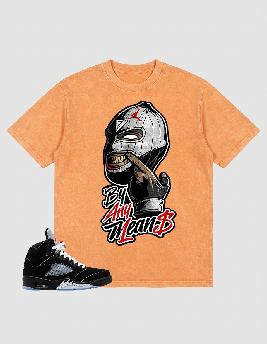 Washed T-shirt to Match Metallic Reimagined 5s - By Any Means Graphic