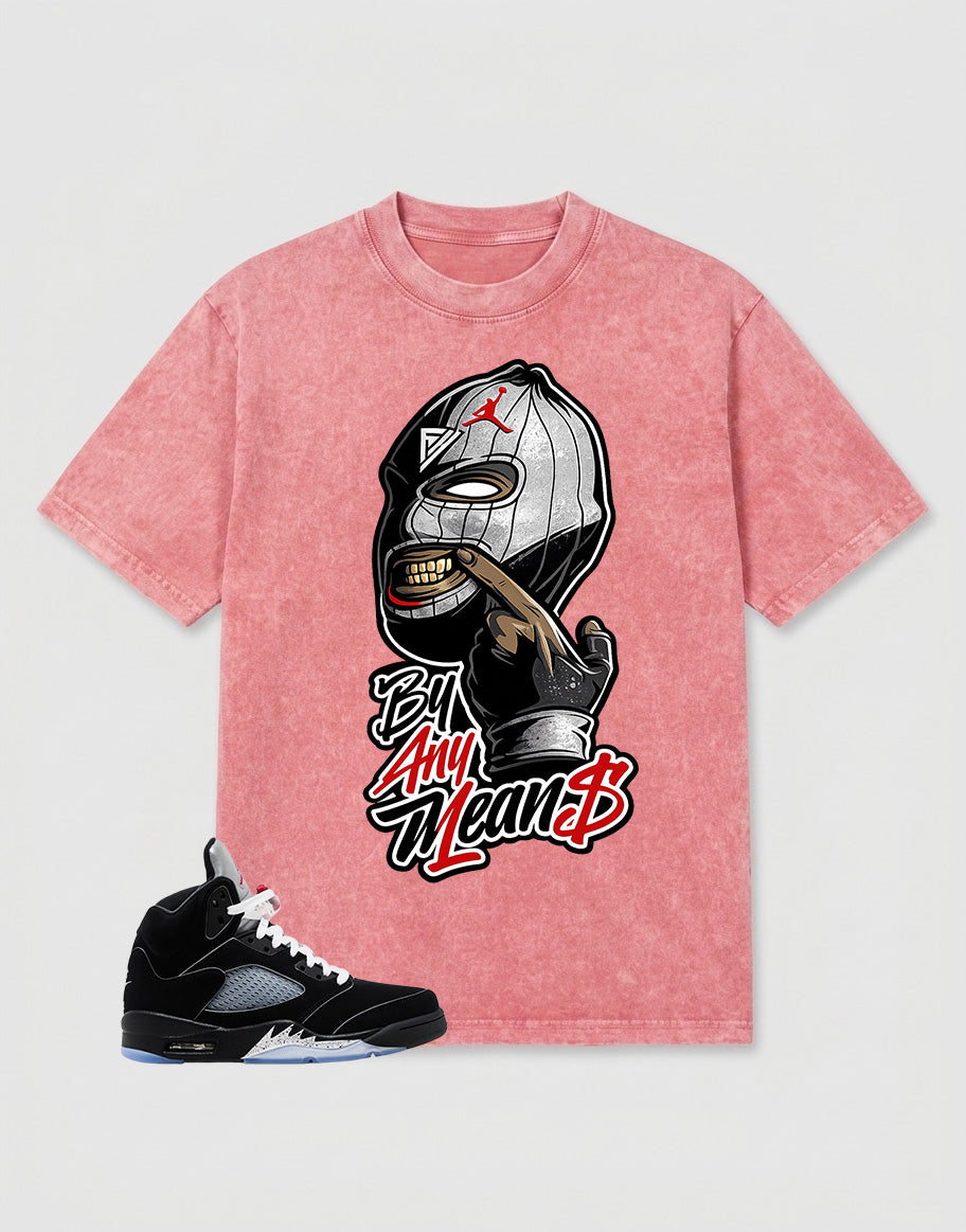 Washed T-shirt to Match Metallic Reimagined 5s - By Any Means Graphic