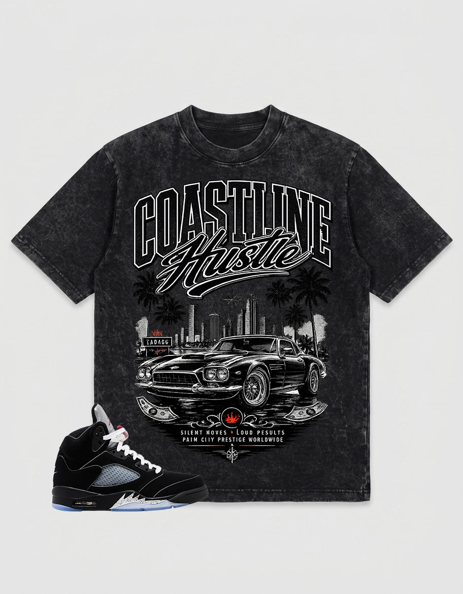 Washed T-shirt to Match Metallic Reimagined 5s - Coastline Hustle Graphic