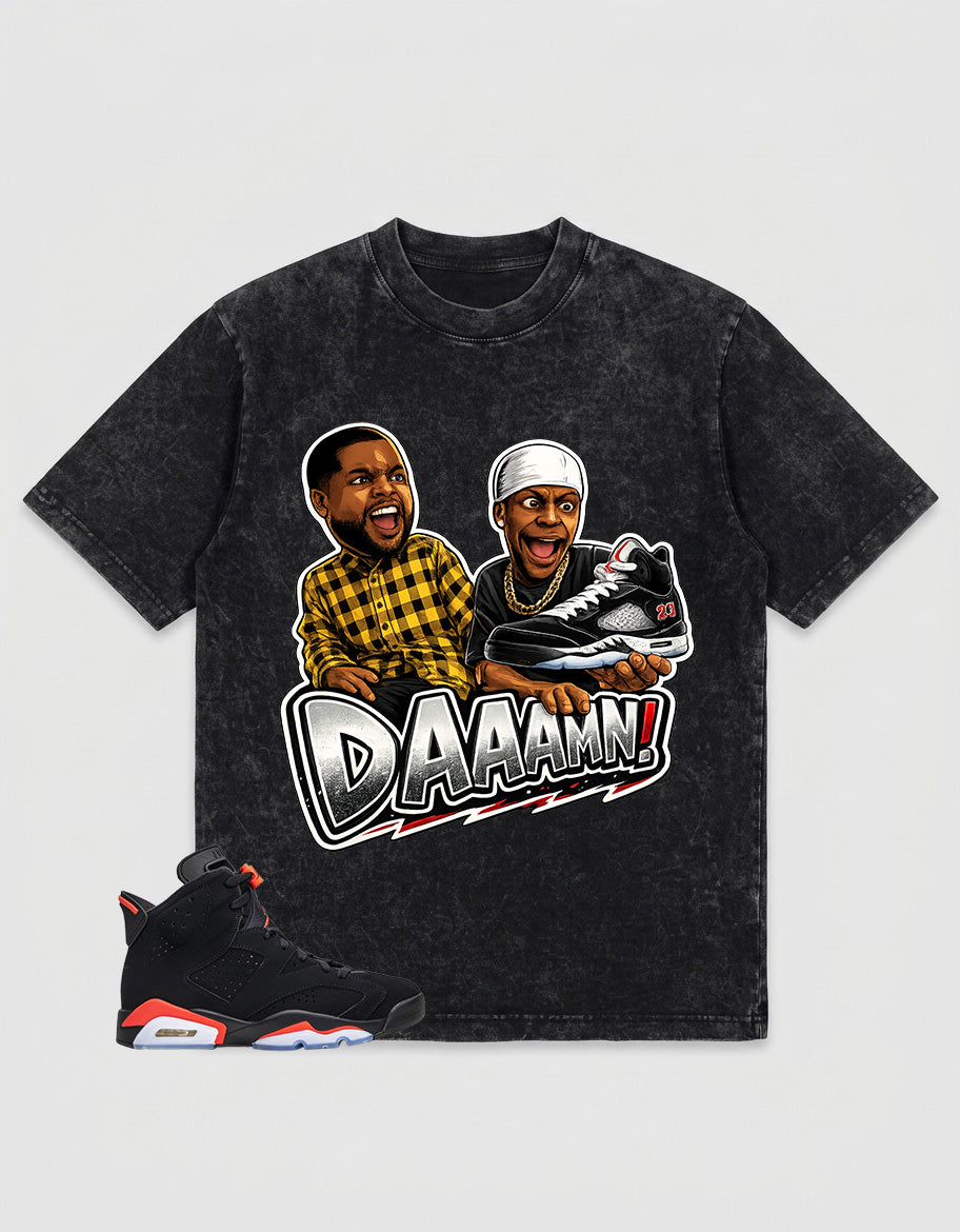 Washed T-shirt to Match Metallic Reimagined 5s - Daaamn Sneaker Graphic