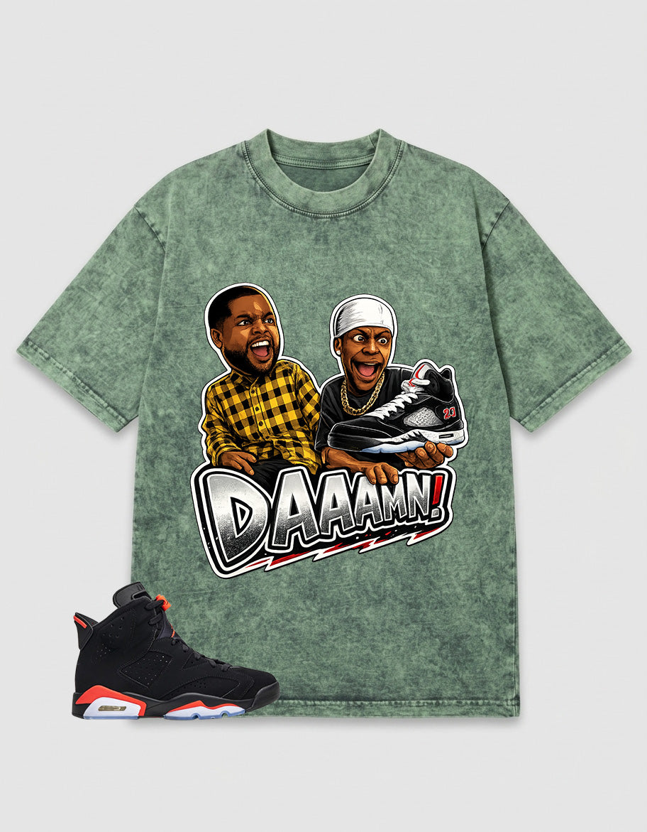 Washed T-shirt to Match Metallic Reimagined 5s - Daaamn Sneaker Graphic