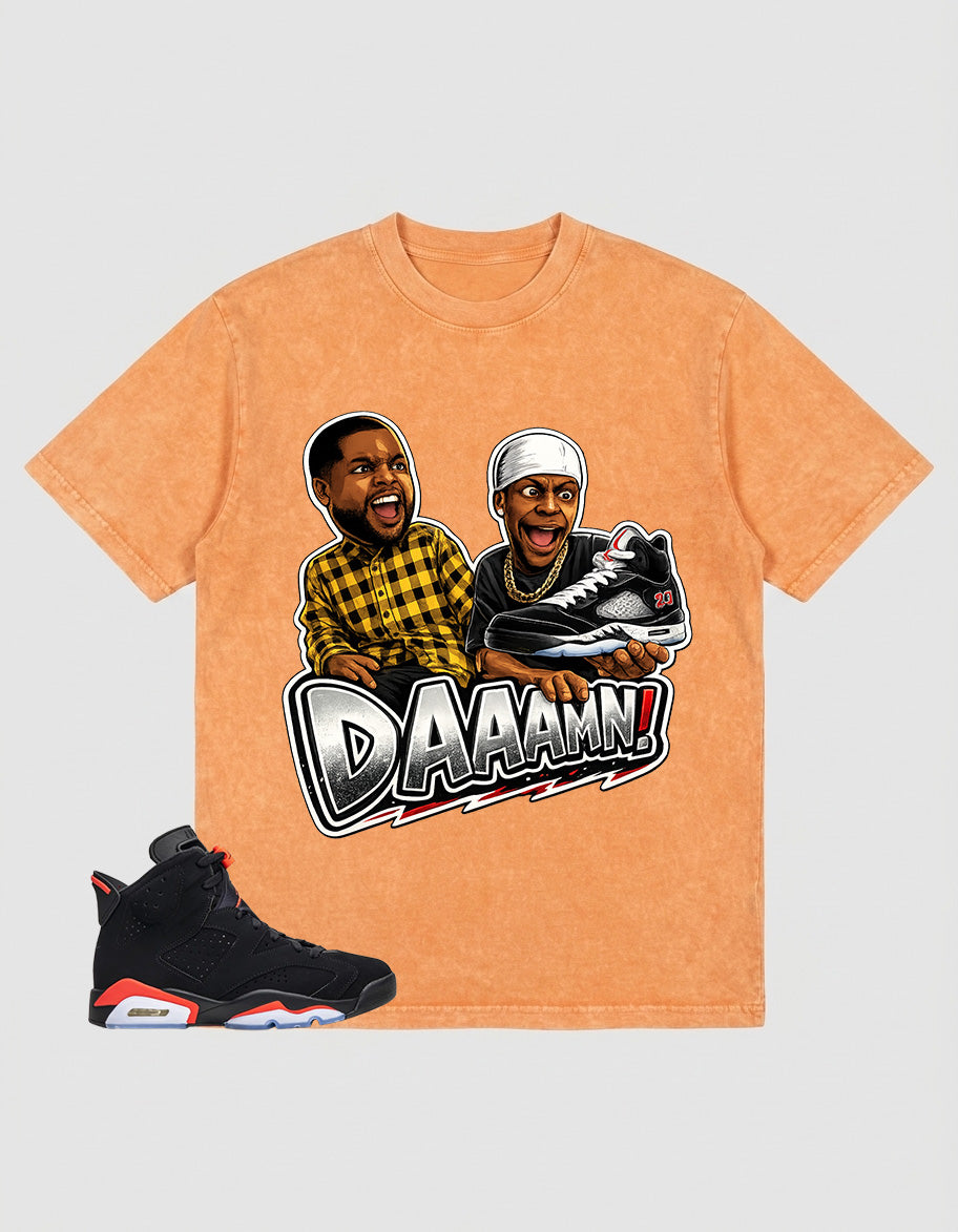 Washed T-shirt to Match Metallic Reimagined 5s - Daaamn Sneaker Graphic