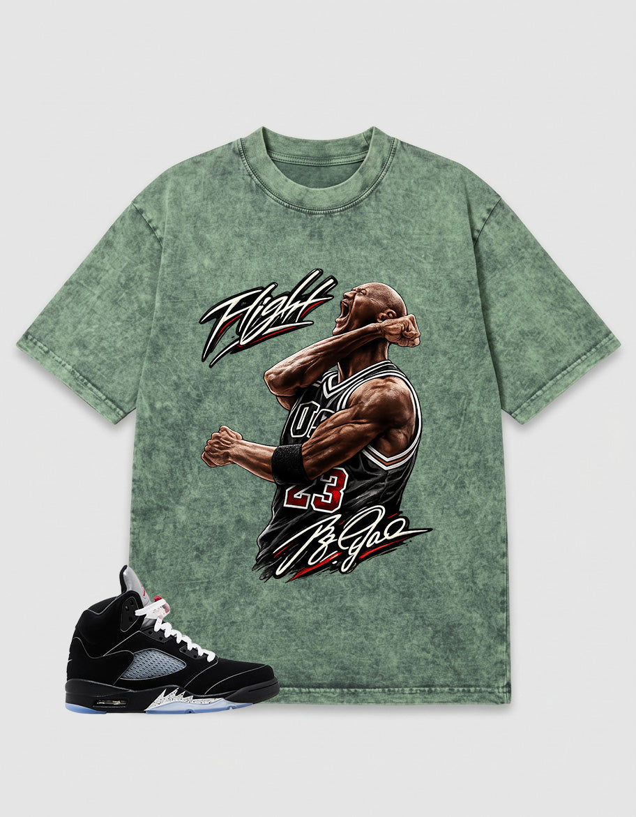 Washed T-shirt to Match Metallic Reimagined 5s - Flight Legend Graphic