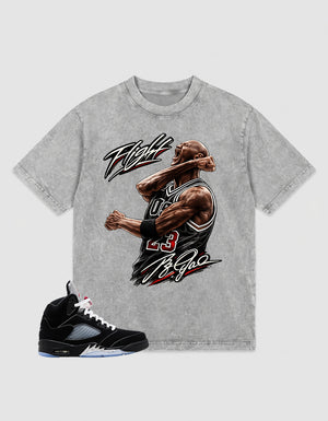 Washed T-shirt to Match Metallic Reimagined 5s - Flight Legend Graphic