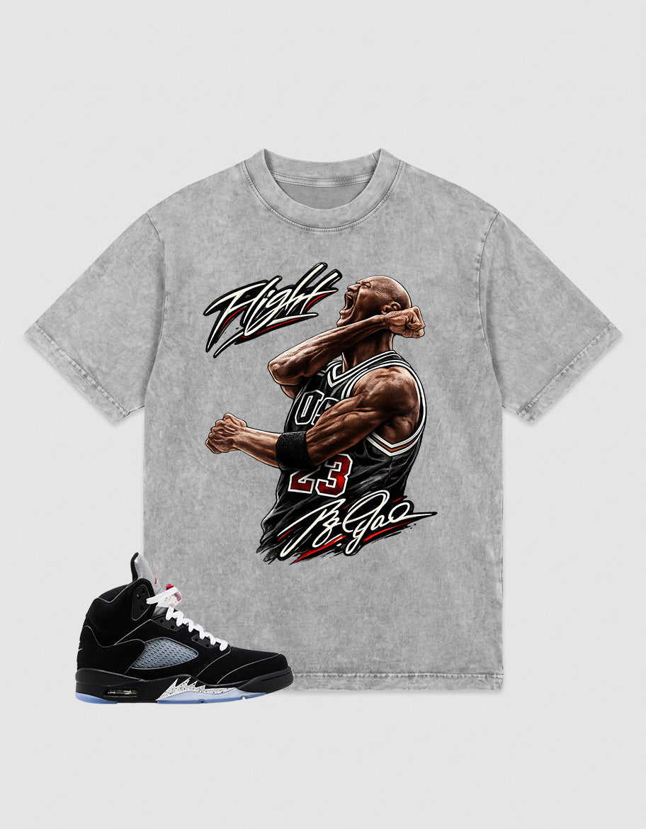 Washed T-shirt to Match Metallic Reimagined 5s - Flight Legend Graphic