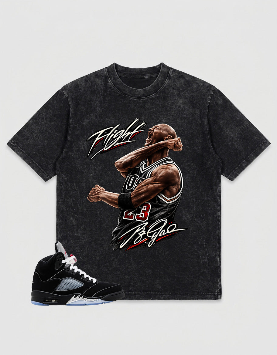 Washed T-shirt to Match Metallic Reimagined 5s - Flight Legend Graphic