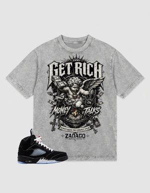 Washed T-shirt to Match Metallic Reimagined 5s - Get Rich Money Talk Graphic