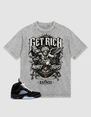 Washed T-shirt to Match Metallic Reimagined 5s - Get Rich Money Talk Graphic