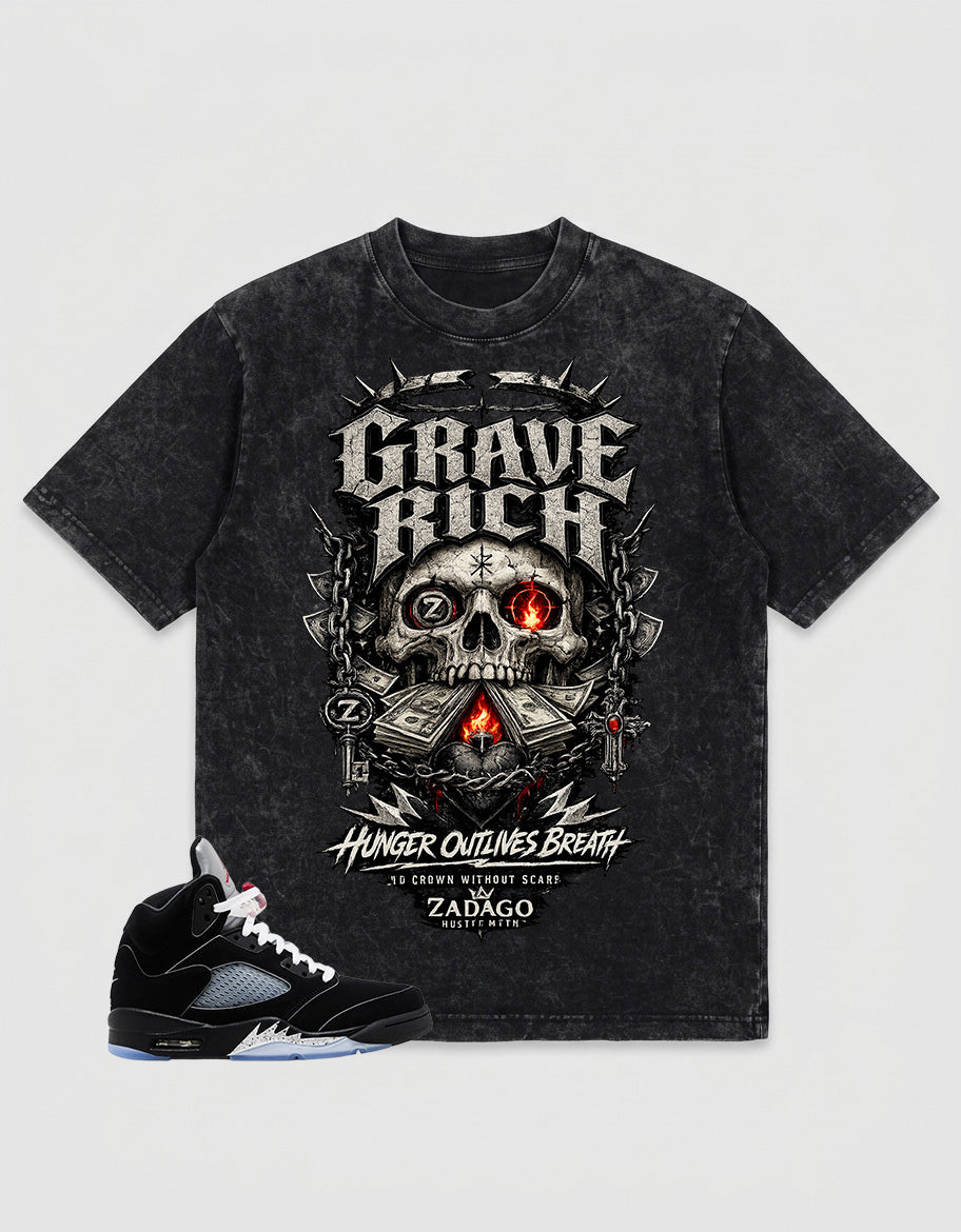 Washed T-shirt to Match Metallic Reimagined 5s - Grave Rich Graphic