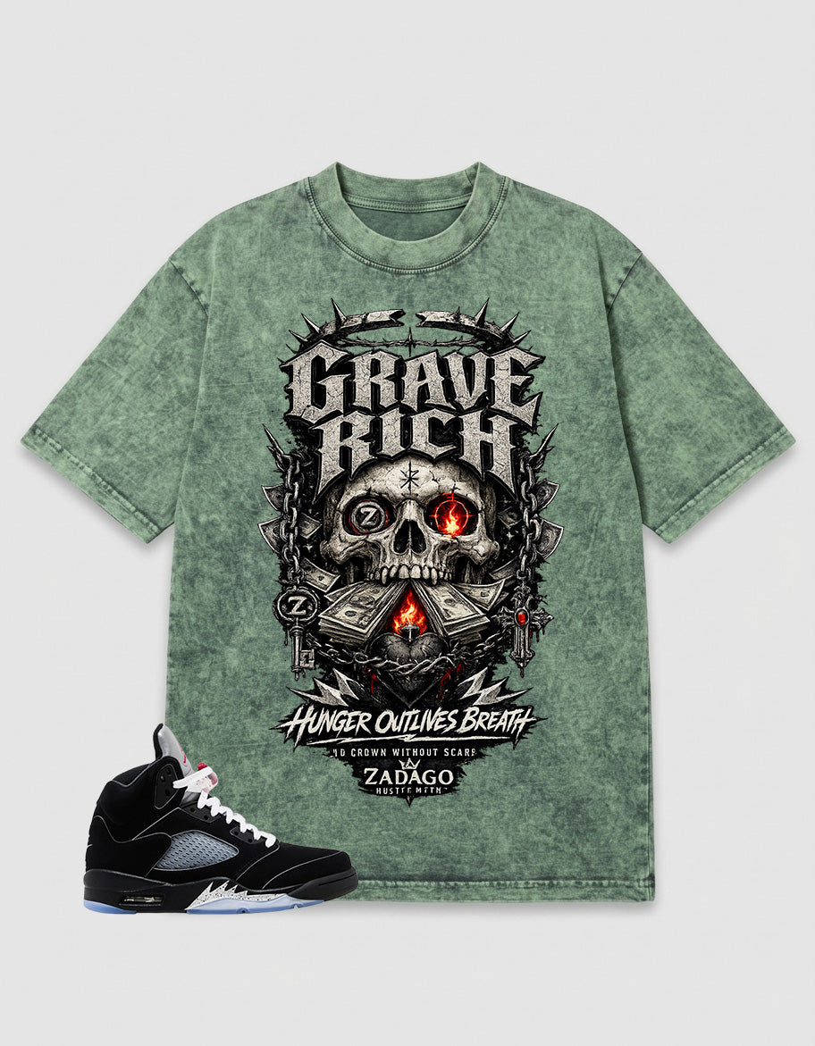 Washed T-shirt to Match Metallic Reimagined 5s - Grave Rich Graphic
