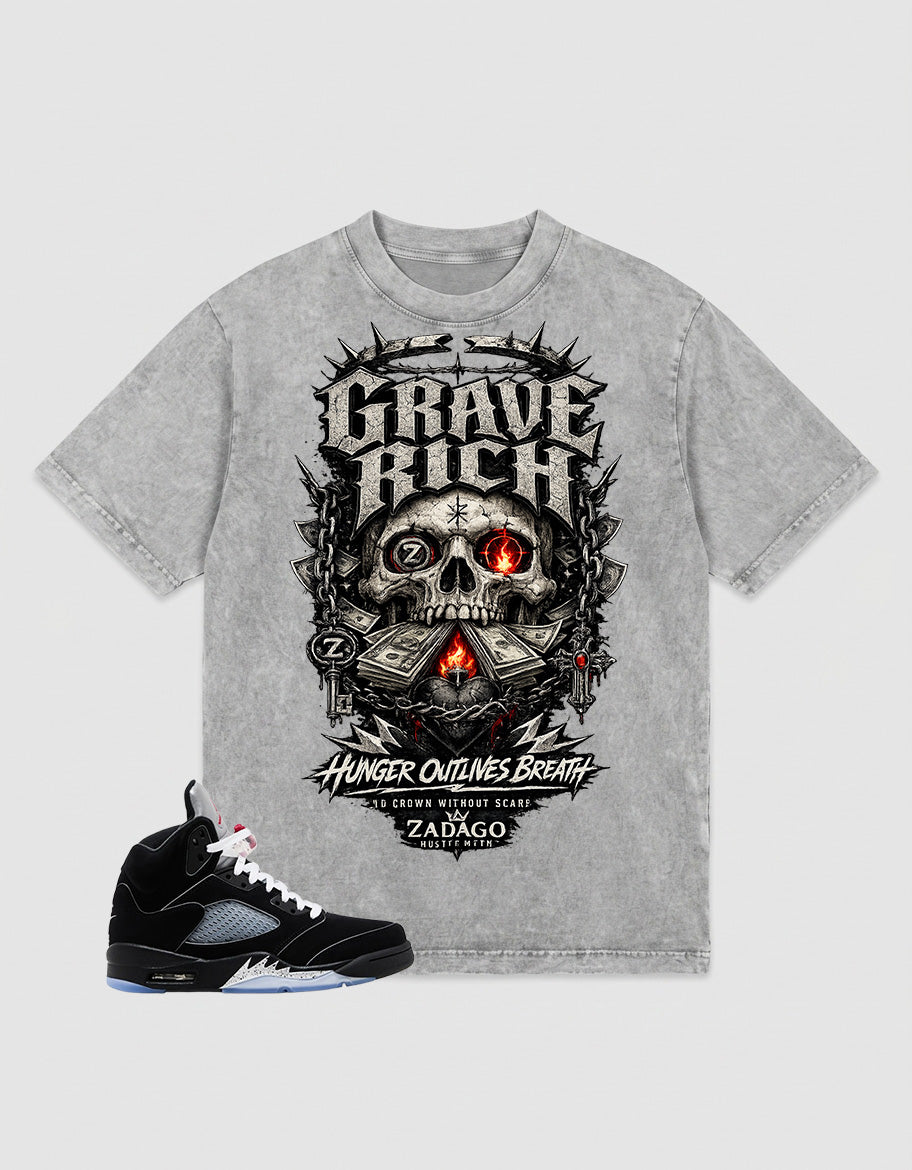 Washed T-shirt to Match Metallic Reimagined 5s - Grave Rich Graphic