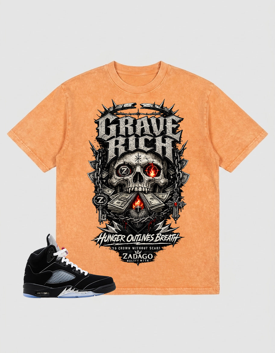 Washed T-shirt to Match Metallic Reimagined 5s - Grave Rich Graphic